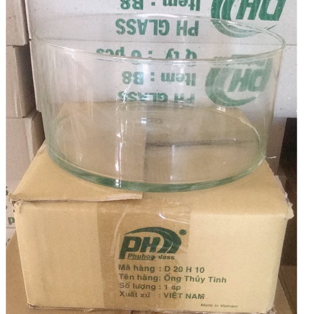 Bể thủy tinh tròn đựng thạch trà sữa, thả cá 20cm cao 10cm