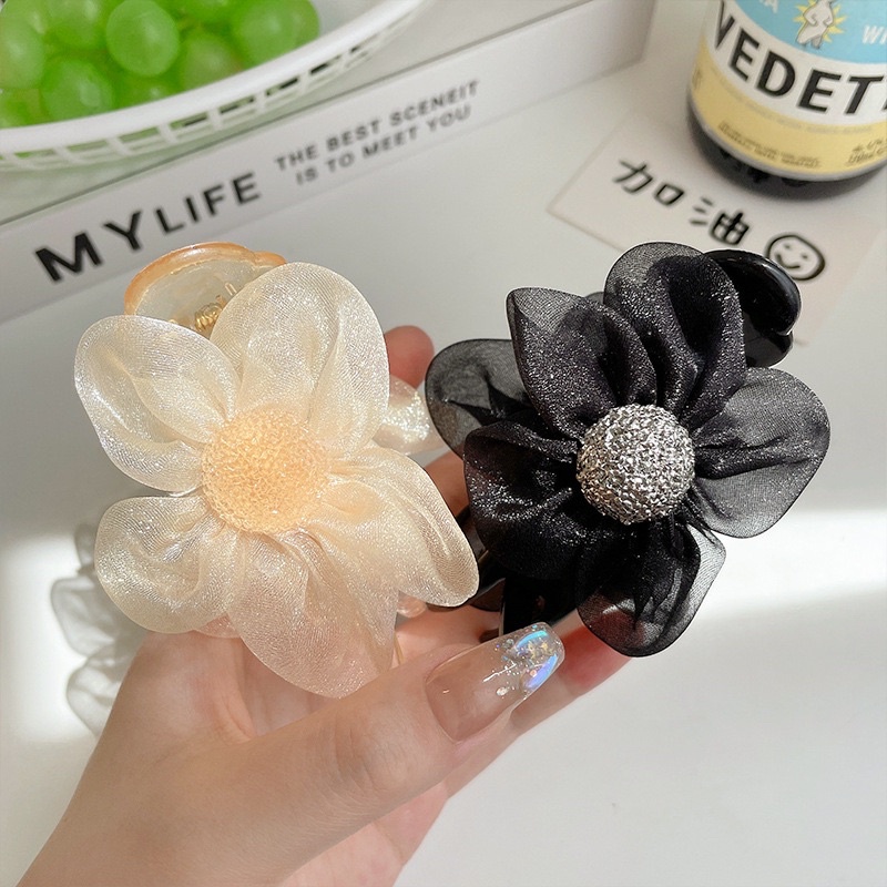 Kẹp Tóc Càng Cua Kẹp Cá Đính Hoa Và Ngọc Nhiều Mẫu Size Dài 8cm