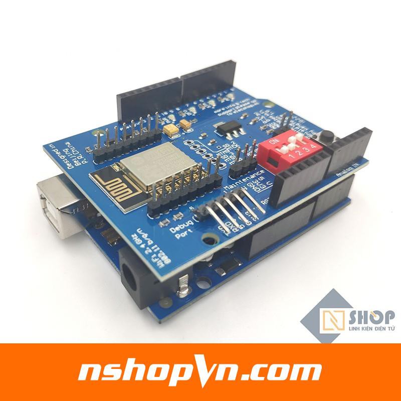 Arduino ESP8266 Wifi Shield thiết kế dạng Shield tích hợp mạch nguồn riêng giúp ESP8266 hoạt động ổn định