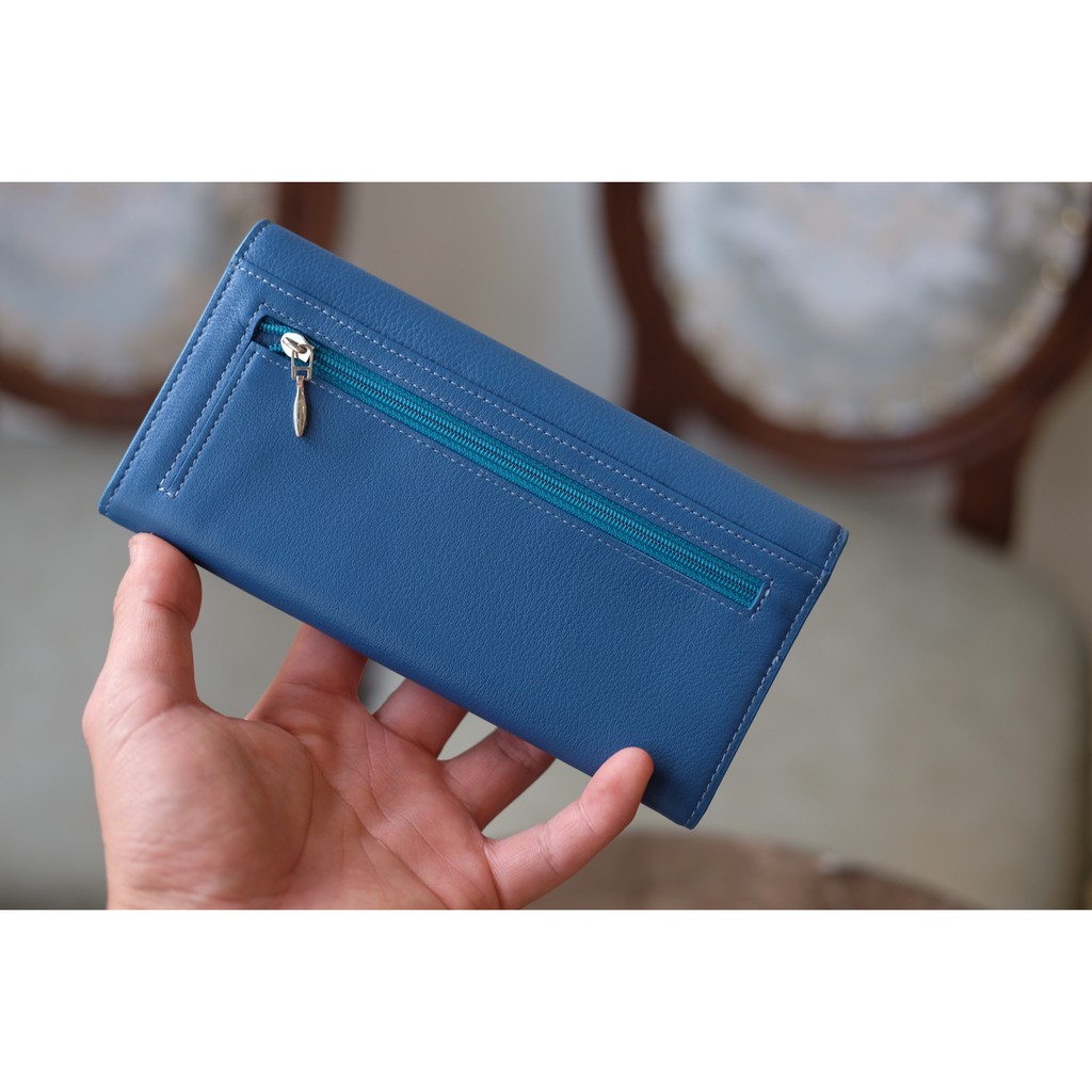 NAMIKO WALLET - Ví nữ da thật 3 gấp dáng dài có cúc bấm HP73