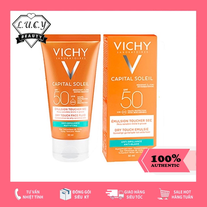 Hàng Pháp- Kem Chống Nắng Vichy SPF 50 Ideal Soleil Emulsion Anti-Brillance