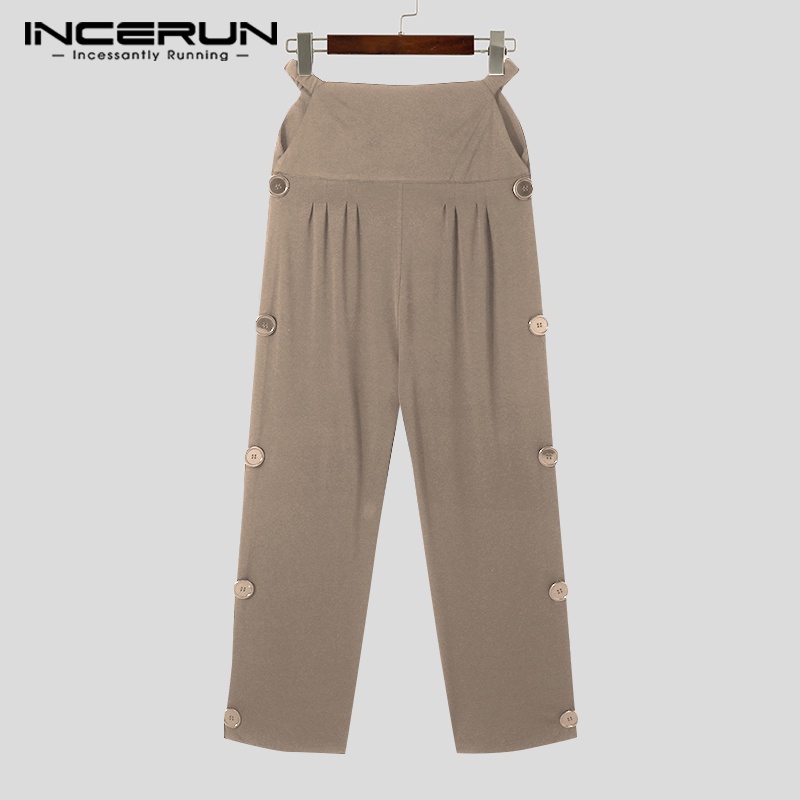 Incerun Quần Baggy Dài Xẻ Tà Bên Hông Cổ Điển 3 Màu Thời Trang Cho Nam