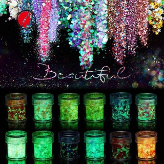 Bột sequin neon 24 màu dạ quang phát sáng trong bóng tối trang trí móng tay nghệ thuật