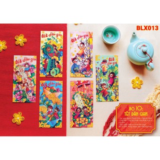 Bao Lì xì 2023 - BST Tết Dân Gian BLX013 (1 chủ để 6 mẫu) - do Họa sĩ Thiết kế độc quyền cho Xưởng bao lì xì
