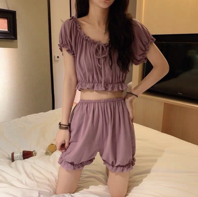 ✨BỘ NGỦ CHUN XINH NỮ MẶC NHÀ TAY BỒNG NHÚN VAI SIÊU ĐẸP MÙA HÈ ✨