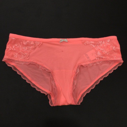 TH1252  Quần lót nữ lụa phối ren kim tuyến Victoria's secret cam