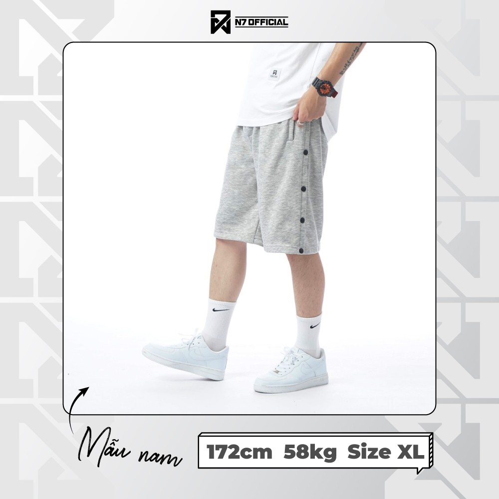 Quần Short Đùi Cúc Dọc unisex N7 thể thao basic nam nữ ống rộng Hàn Quốc Ulzzang