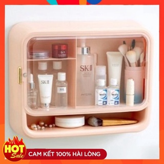 Kệ đựng mỹ phẩm treo tường loại lớn - Kệ treo nhà tắm gắn tường cao cấp kiêm tủ thuốc bằng nhựa Smart 1