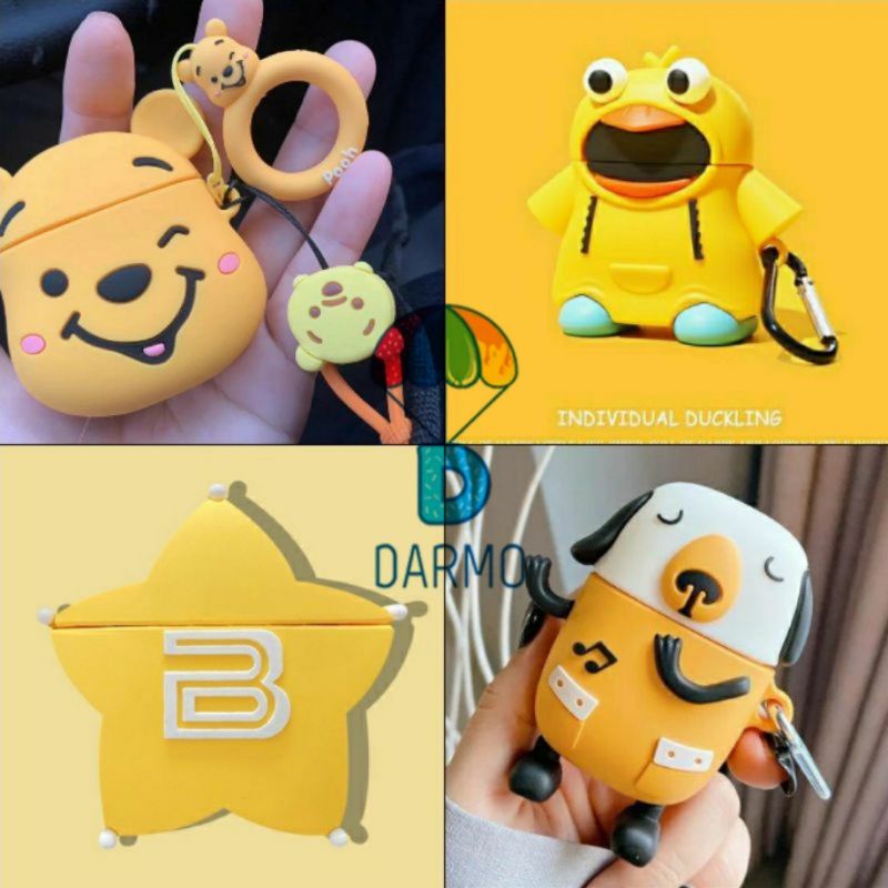 (Order 10 ngày) Case bảo vệ Airpods Pro/1/2 ngôi sao vàng Big Bang/ gấu pooh/ chó phiêu nhạc/ ếch mặc áo mưa vàng