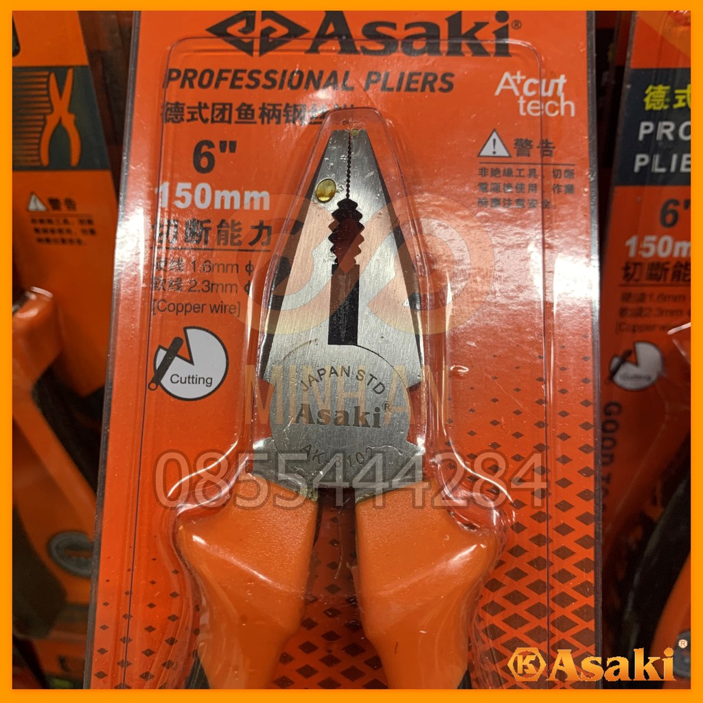 Bộ 3 kìm CẮT-NHỌN-ĐIỆN  ASAKI 6" AK-8102 AK-8105 AK-8108