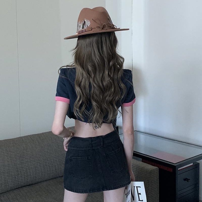 Chân Váy Jeans Lưng Cao Thời Trang Quyến Rũ Cho Nữ