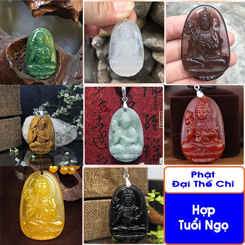 Phật bản mệnh Đại Thế Chí Bồ Tát hộ mệnh cho người Tuổi Ngọ, Vòng cổ mặt phật đá bình an - Kila Store
