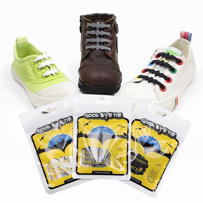 1 / 1 Set Dây Giày Silicone Đàn Hồi Không Cần Buộc Hình Dơi Cho Trẻ Em
