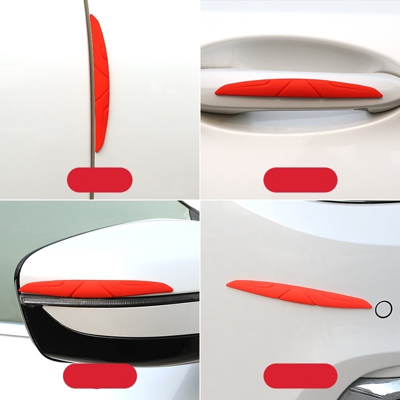 [4Pcs Set Scratch Protector Door Edge Guards][Auto Rearview Mirror Anti-collision Self Adhesive Car Stickers]