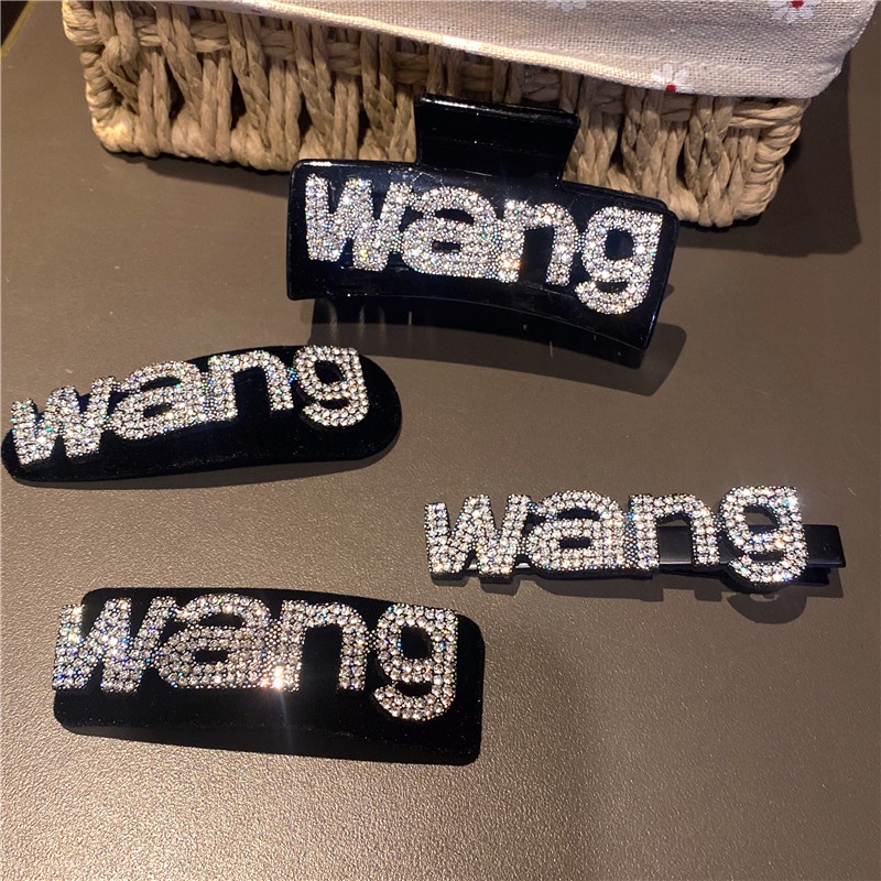 Kẹp Tóc Hình Chữ King Đính Đá Màu Đen Thời Trang Mùa Hè 2022