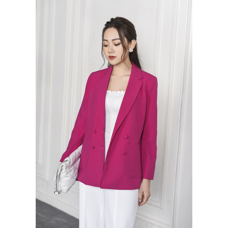 Áo khoác blazer nữ KO-ISAN thiết kế thanh lịch với 04 khuy cúc, chất liệu cao cấp - 390121