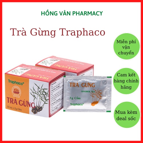 Trà Gừng Traphaco Hộp 10 Gói 3g Chính Hãng Giúp Ấm Bụng Giải Cảm Lạnh