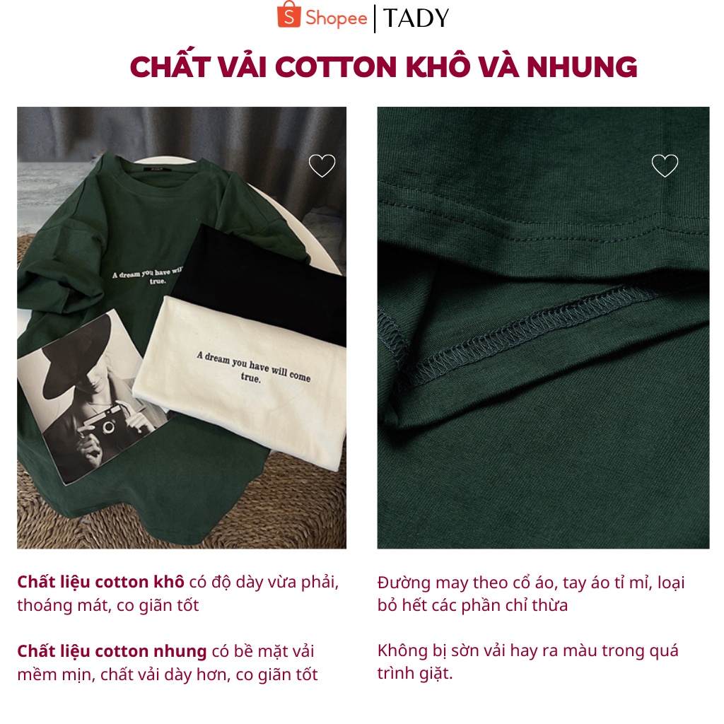Áo Thun Phông 3158 Chất Cotton Khô Và Nhung In Chữ Adream Oversize Unisex Phong Cách