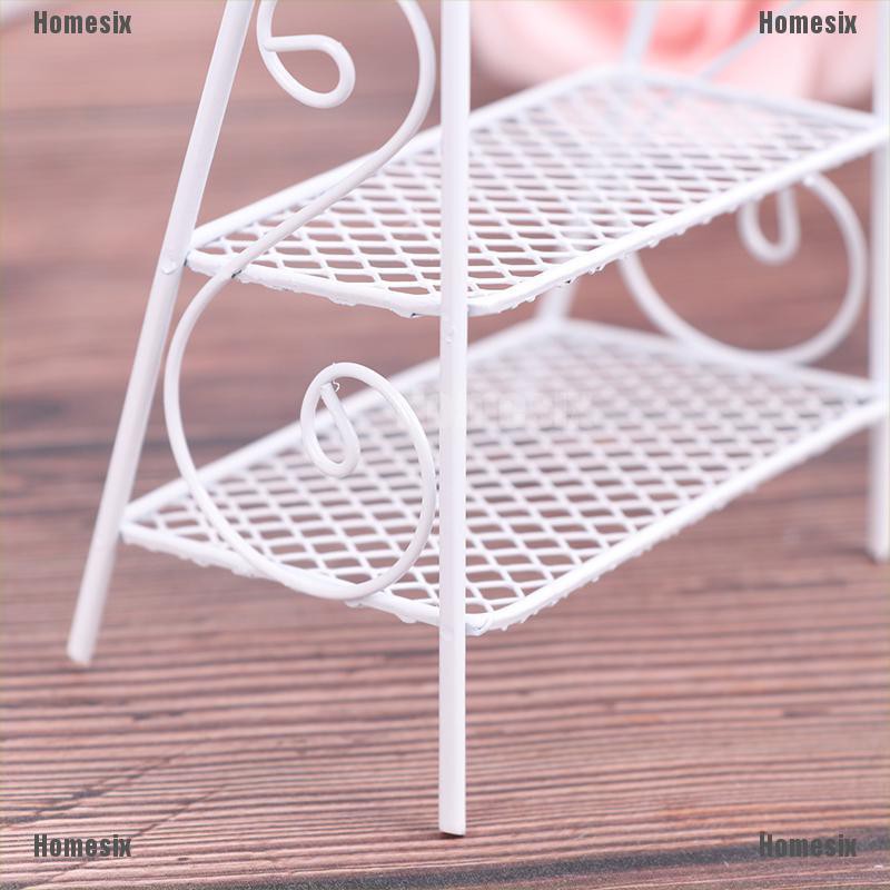 [HoMSI] 1Pc 1:12 Scale Dollhouse Mini Iron Shelf Flower Stand Doll House Decor Model Toy SUU