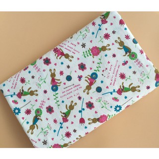 Vải canvas/vải bố thỏ hoa
