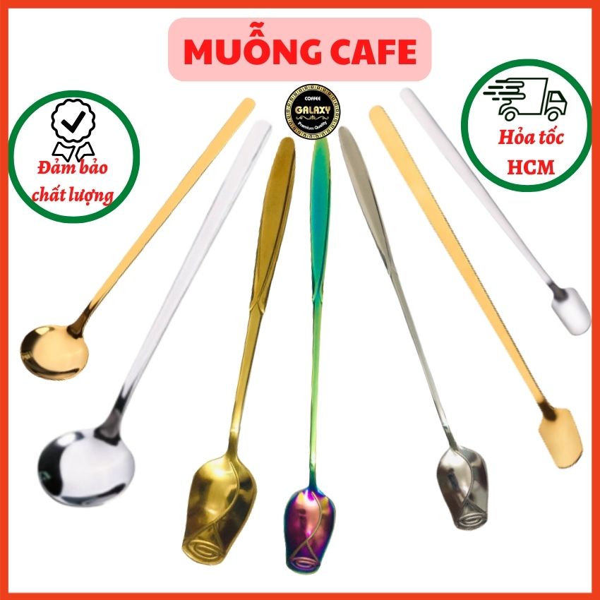 Thìa Pha Cà Phê Pha Trà Mạ Vàng Inox 304 Pha Trà Muỗng Cafe Cán Dài Kiểu Dáng Hiện Đại Thiết Kế Sang Trọng 13 15 17 Cm