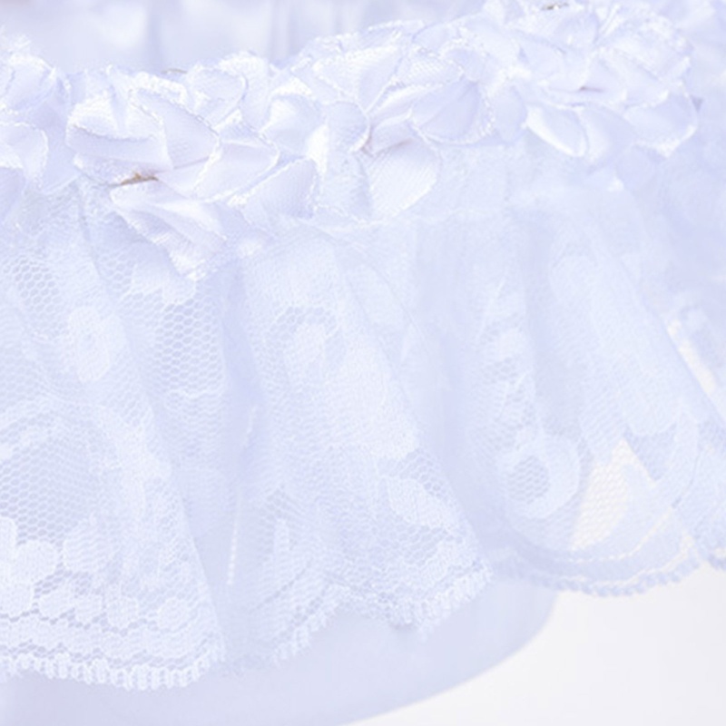 Giỏ Hoa Giả Bằng Vải Satin Phối Ren Trắng 7.5in Dùng Trang Trí Đám Cưới Wx7.9In H