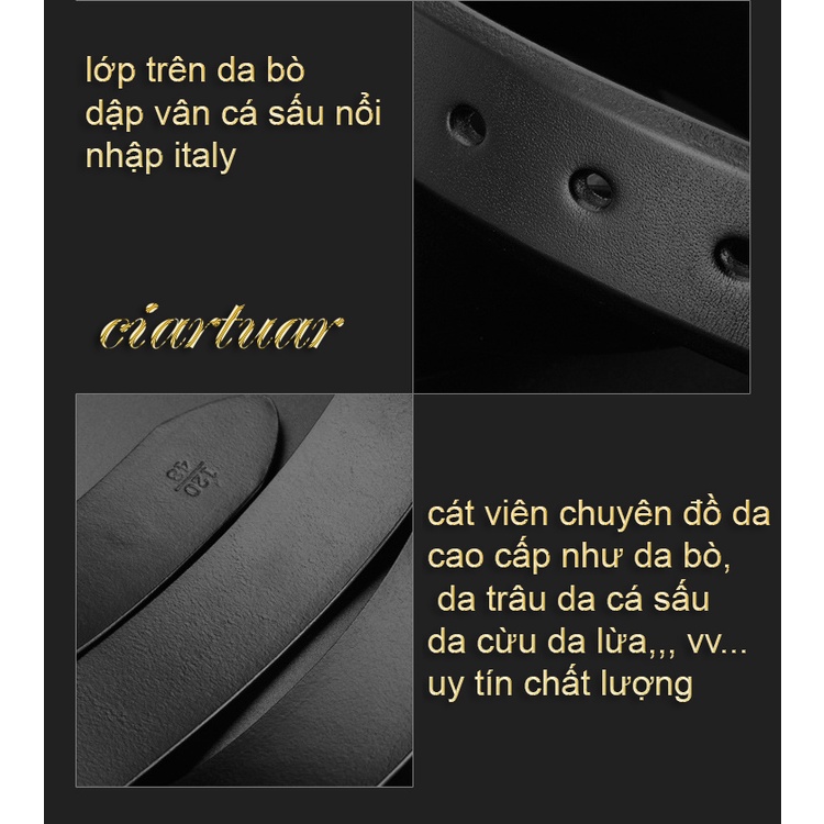 Thắt Lưng Nam Khóa Kim Cao Cấp Dây Nịt Nam Da Bò 100% Chính Hãng Ciartuar Mầu Vàng Bạc Nam Tính.