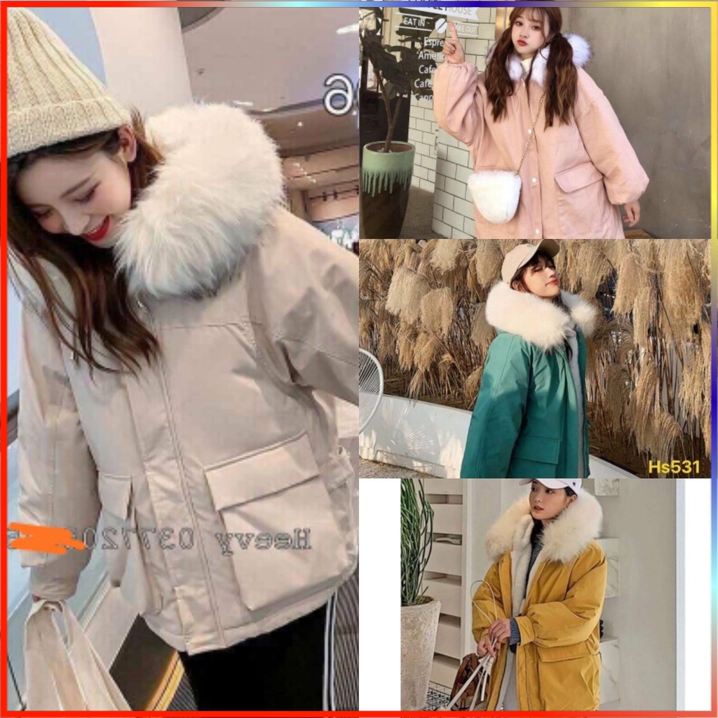 Áo Khoác Kaki 2 Lớp Lông Cừu Hàn Quốc dưới 70kg -Dày Mũ Lông Xù Dáng G054 - Reso Shop