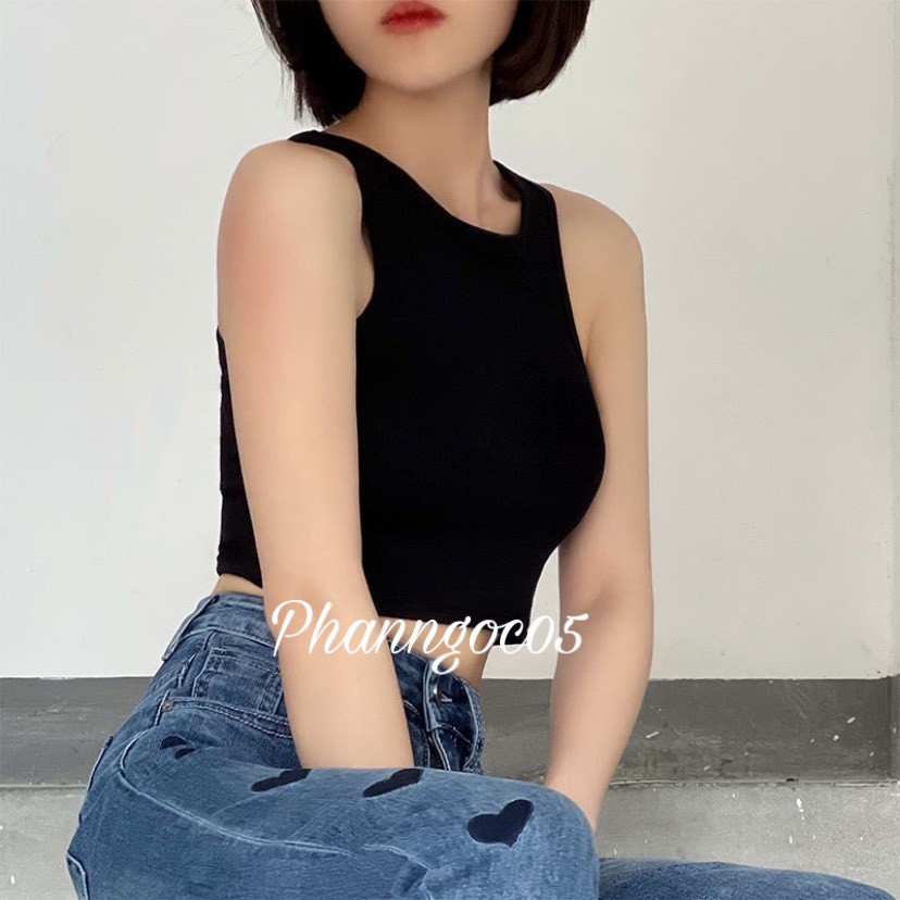 Áo Ba Lỗ Nữ Xuất Khẩu Dáng Croptop Cotton Tăm Siêu Mềm Mịn