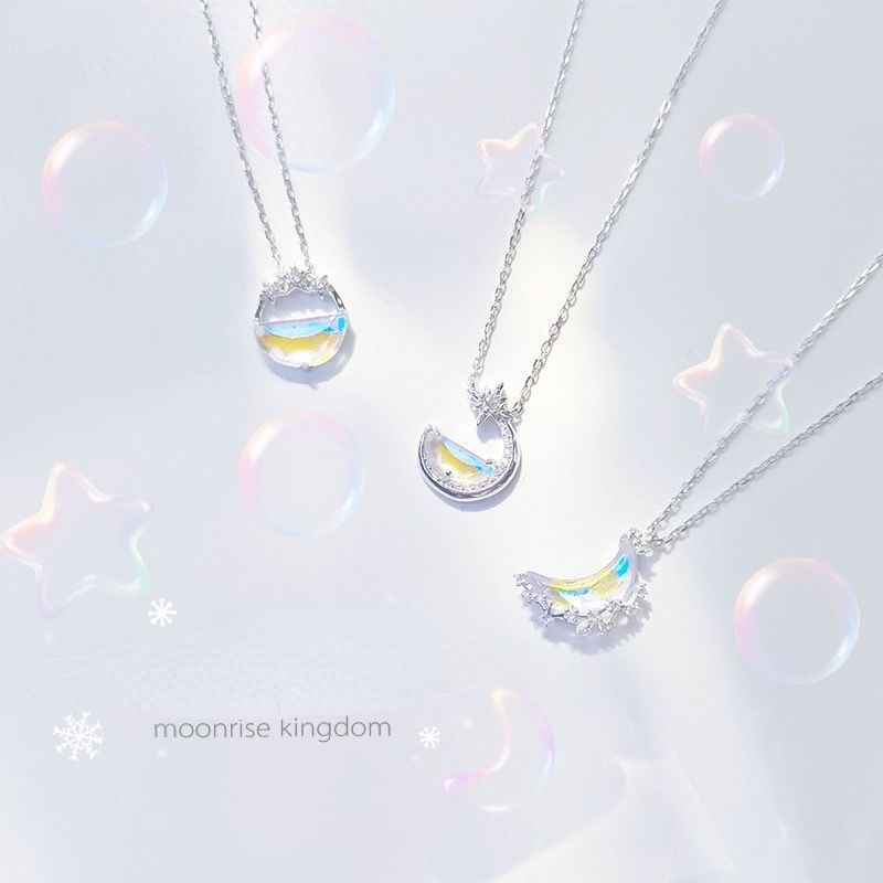 Phụ nữ Hàn Quốc Vòng cổ Rhinestone Thời trang Mặt trăng và Ngôi sao Vòng cổ