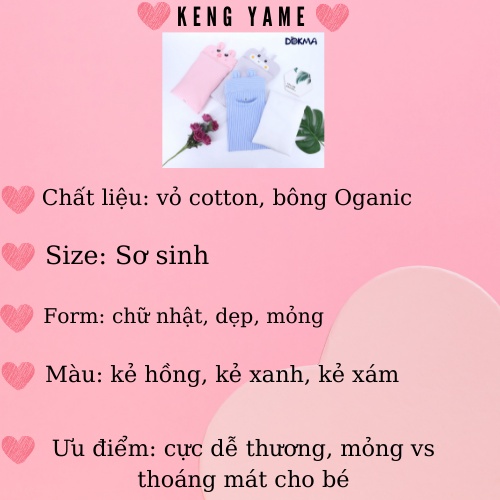 Gối bông cho bé DOKMA gối bông sơ sinh phối tai chất liệu organic cotton cao cấp