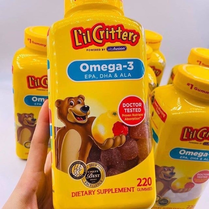 Kẹo Dẻo Gấu Lil Critters Omeg 3 DHA 220 viên Mỹ