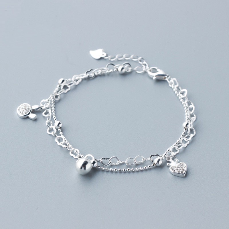 Lắc tay bạc H.A.S hình thỏ bunny đính đá - Vòng tay chuẩn bạc 925 LT0012