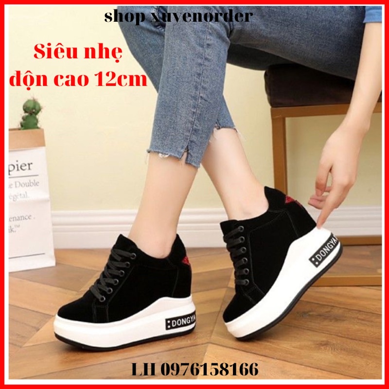 Giầy thể thao nữ đế độn tăng chiều cao 12cm rất nhẹ và em hàng nhập chuẩn quảng châu cao cấp kèm ảnh thật (Hàng ORDER)
