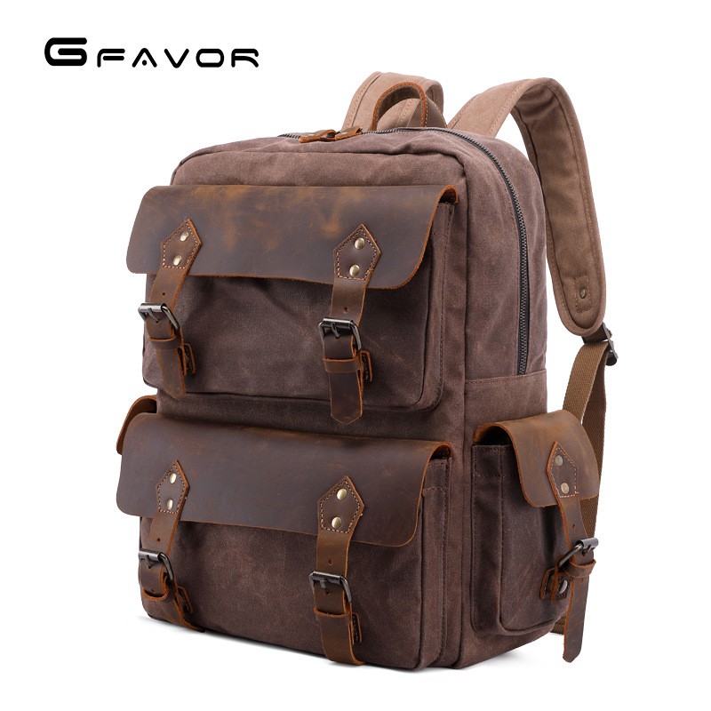G-Favor Balo vải canvas phối da bò cao cấp - Mẫu T0018