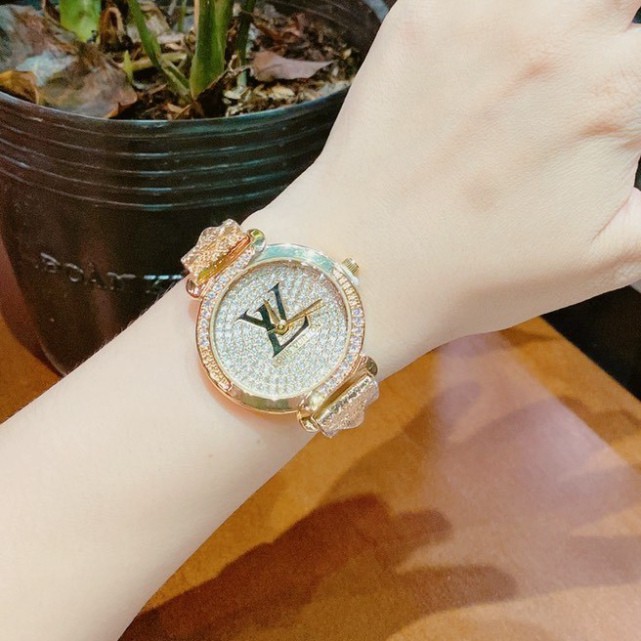 Đồng hồ nữ LV đính đá cao cấp, hàng full box, thẻ bảo hành 12 tháng - Dongho.lv