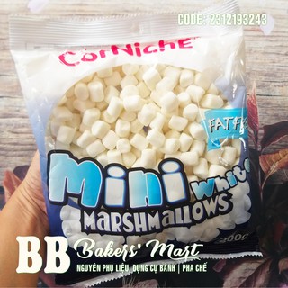 Kẹo xốp MINI White Marshmallow - Tròn TRẮNG - Gói 200gr (Corniche)