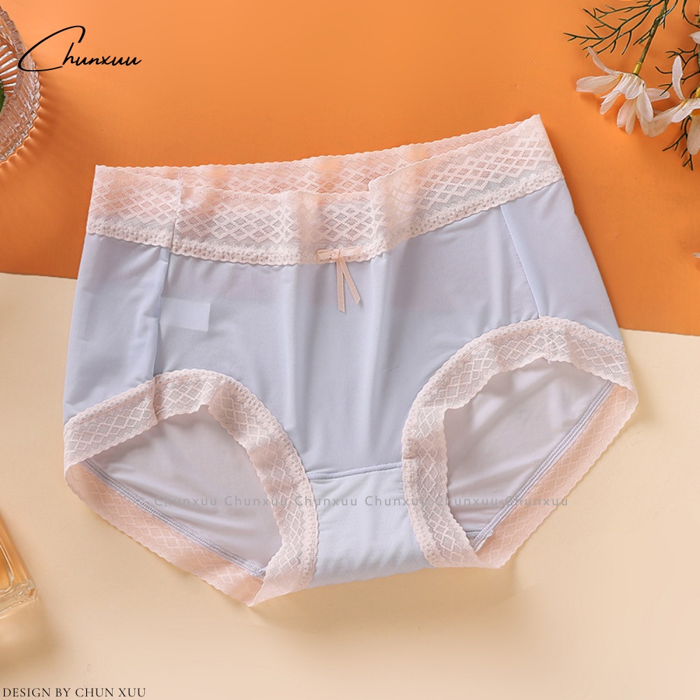 Quần lót nữ su lạnh cao cấp, màu sắc trung tính nhẹ nhàng phối viền ren thắt nơ ngọt ngào - ChunXuu QC118