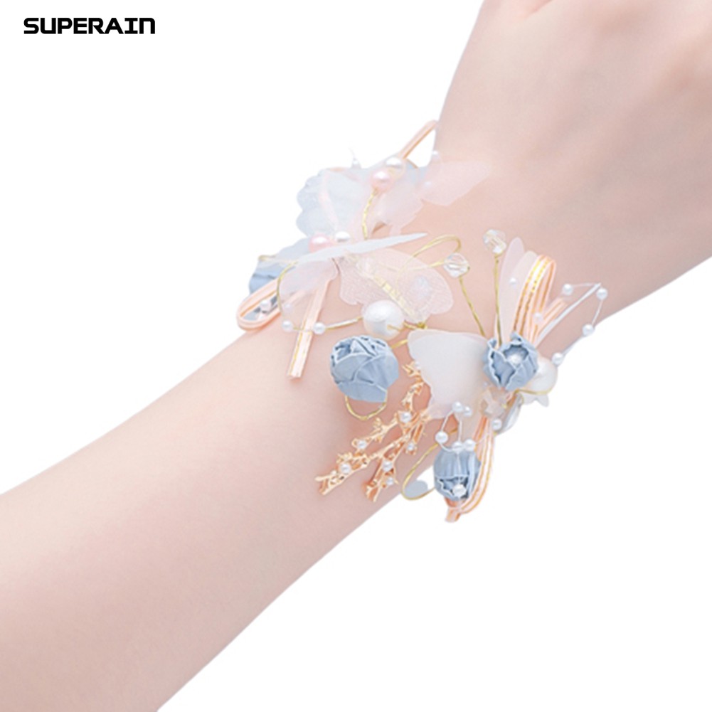 Superain Mới Vòng Tay Co Giãn Đính Hoa Bướm Phù Dâu Đám Cưới