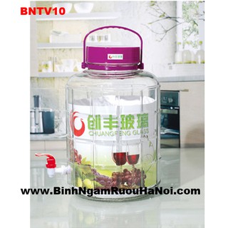 Bình ngâm rượu thủy tinh nắp tím 30L có vòi