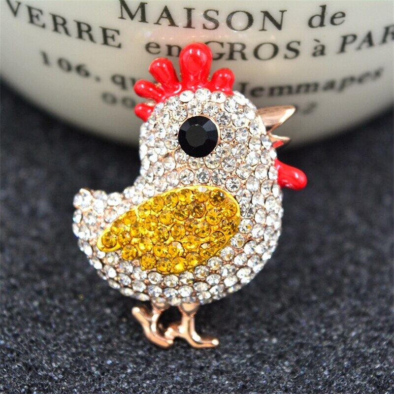 Ghim Cài Áo Hình Gà Con Đính Đá Dễ Thương Sáng Tạo