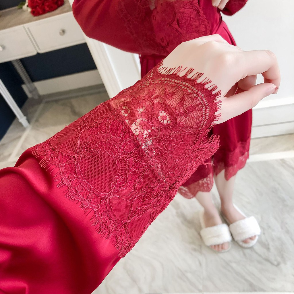 Đầm ngủ lụa sang xịn mịn phổi ren điệu đà, có mut ngực - BÁN NGUYÊN SÉT và bán lẻ