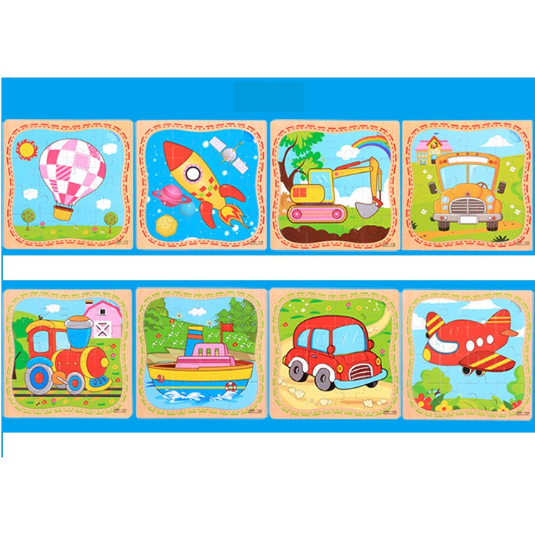 Combo 10 tranh ghép hình 16 mảnh puzzle gỗ cho bé - Giao các hình khác nhau