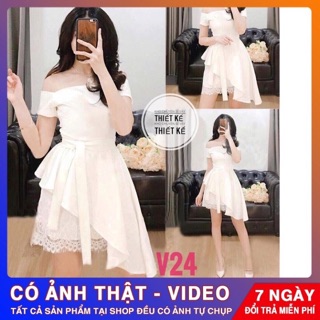 [ FREESHIP ] ĐẦM TRẮNG THIẾT KẾ CAO CẤP BẢO HÀNH 12 THÁNG, đầm trắng dự tiệc, đầm trễ vai vạt chéo , đầm cao cấp dự tiệc