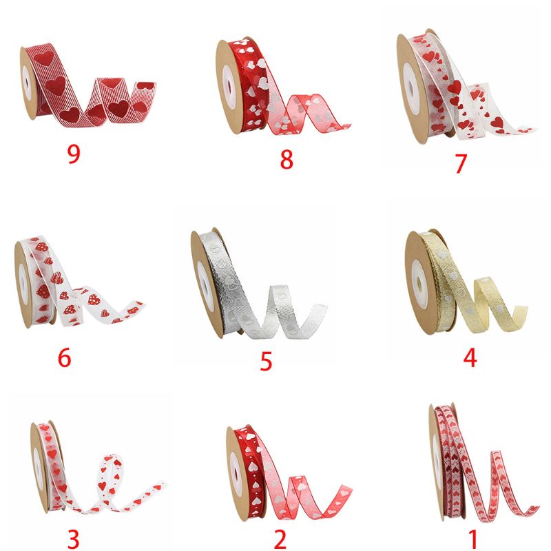 Dây Ruy Băng Họa Tiết Trái Tim Dài 10m Dùng Trang Trí Quà Valentine / Đám Cưới DIY