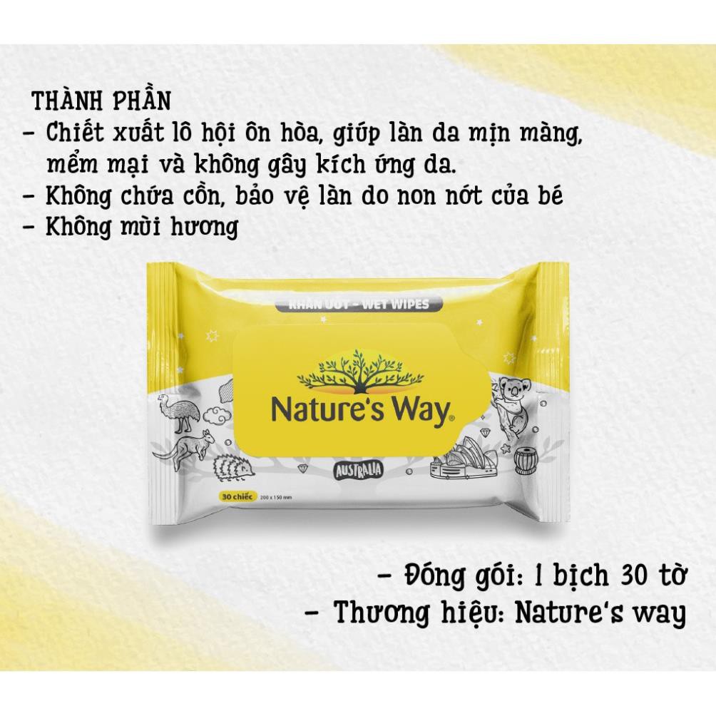 Khăn Giấy Ướt Nature's Way Không Mùi, An Toàn Cho Da Của Bé Cao Cấp