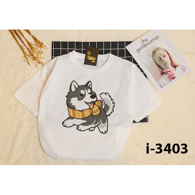 [ Ảnh Thật ] Áo Thun Nữ In Hình Con Chó Husky Cute ATN3403