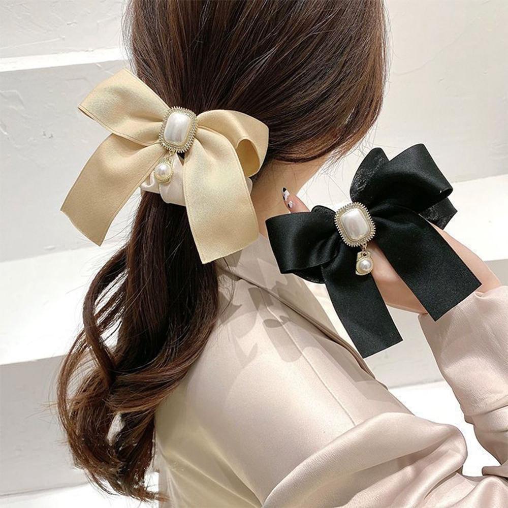 Dây Cột Tóc Ruy Băng Co Giãn Đính Nơ Lấp Lánh