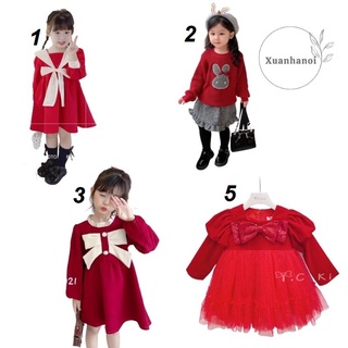 Váy bé gái sắc đỏ chào thu Noel (chọn mẫu)