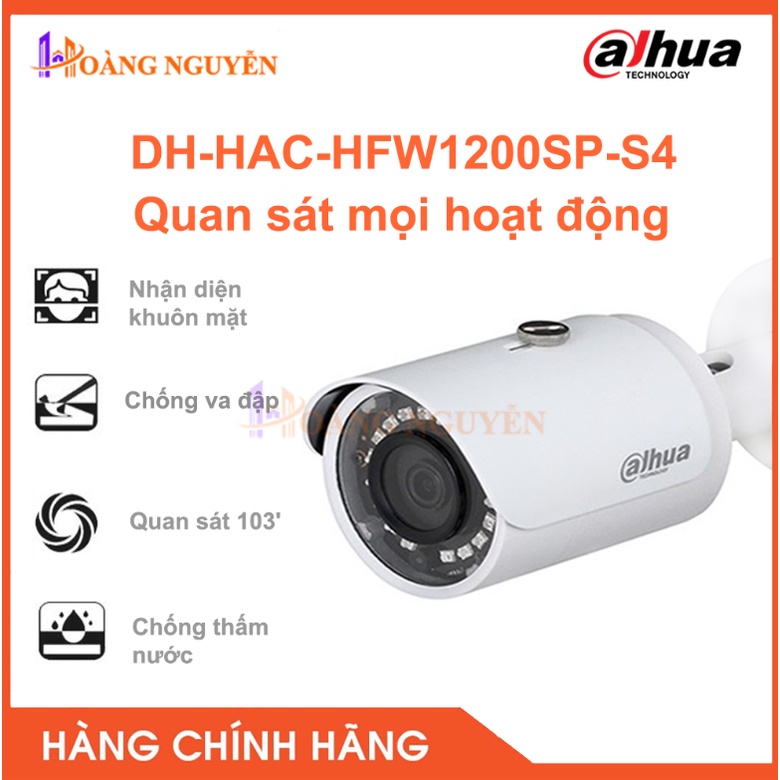 [NHÀ PHÂN PHỐI] Camera Dahua DH-HAC-HFW1200TP-A-S4 2.0MP Tích Hợp Mic Ghi Âm